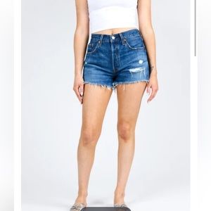 Levi’s 501 Button Fly Cutoff Denim Jeans Shorts 32 Dark 100% Cotton High Rise